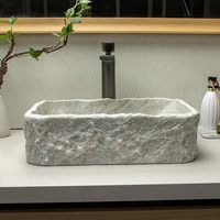 Évier en pierre de marbre turc carré de conceptions antiques modernes de luxe pour le lavage de main simple de salle de bains et de cuisine en rouge et gris