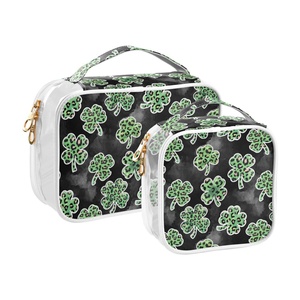 Custom Logo Transparent Waterproof <b>Small</b> Clear Makeup Bag 2-pack Sets Transparent Clear PVC Zipper Closure Travel Toiletry Bag - Product Image 2