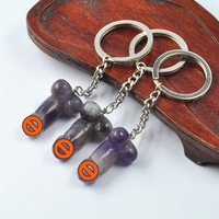 Crystal Crafts Carvings Mini Dildos Made Key Rings Couleur mélangée
