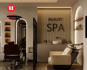 Aménagement de salon de coiffure de luxe avec miroir LED |   Design d'intérieur de salon de coiffure de haute qualité et mobilier de salon de beauté sur mesure - Product Image 2