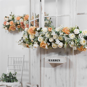 Décoration d'arche de mariage, rangée de fleurs de roses et pivoines pour événements extérieurs, aménagement de scène, décoration de zone d'accueil - Product Image 1
