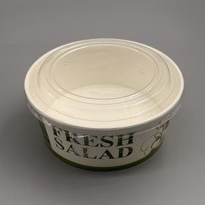 Bol à salade imprimé avec logo personnalisé, anti-fuite, résistant à la graisse, jetable, pour plats à emporter, avec couvercle transparent en PET - Product Image 3