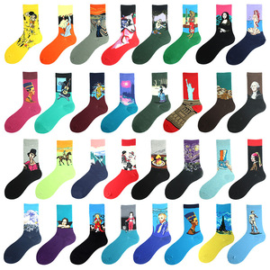 Vente en gros nouveauté artistique <span class=keywords><strong>Van</strong></span> <span class=keywords><strong>Gogh</strong></span> peinture chaussettes hommes unisexe drôle Art graphique coton chaussettes d'équipage - Product Image 5