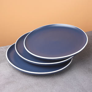 Plato Circular de Cerámica Esmaltada Mate para el Hogar, Plato para Vegetales y Huesos, Plato para Filetes de Hotel - Product Image 3