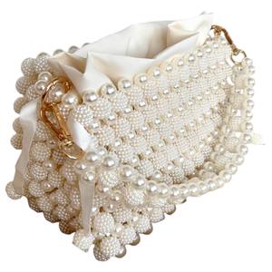 Bolso de mano de lujo hecho a mano con perlas para mujer, bolso de noche personalizable con patrón de concha de cuentas para fiesta de boda o cena - Product Image 5