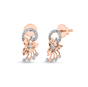 Boucles d'oreilles élégantes à motif de feuille d'or rose pour femmes, adaptées aux looks de fête de travail ou de week-end d'Inde - Product Image 1