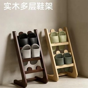 Estante de madera para zapatillas, organizador de almacenamiento de madera maciza de varias capas para entrada y baño, tipo de pie, color madera natural - Product Image 4