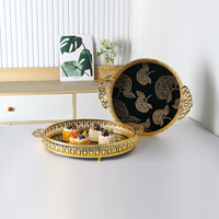 Assiettes de service rondes en métal doré de luxe moderne, design artistique, logo personnalisé, assiette en métal décorative