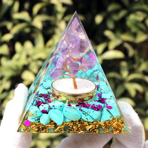<b>Crystal</b> Epoxy Pyramid Amethyst <b>Tree</b> Turquoise Resin Decor Home Decoration - Product Image 1