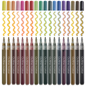 Rotulador Fluorescente de Doble Línea KHY, Colores Brillantes, Marcador de Contorno de Doble Línea de Ensueño, Fácil de Usar en <span class=keywords><strong>Cartulina</strong></span> Negra, Papel y Vidrio - Product Image 1