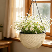 Pot de fleurs auto-arrosant double, traditionnel et luxueux, avec trous de drainage, 4,74 L, en matériau PP durable, pour utilisation au sol et en intérieur/extérieur