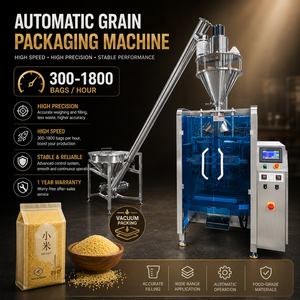 เครื่องบรรจุแบบอัตโนมัติชนิด Auger Filler สำหรับบรรจุเมล็ดข้าวฟ่างความเร็วสูง VFFS อุปกรณ์บรรจุและปิดผนึกผงแป้งข้าวโพด แป้งสาลี และอาหาร - Product Image 1