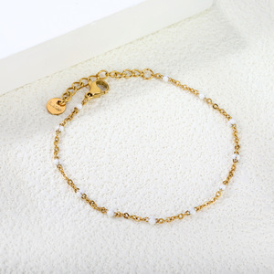 Japanese Korean Style <b>Colored</b> <b>Bead</b> Oil Drop Bracelet Gold Stainless Steel Women's Fashion Jewelry Gift Bracelet - Product Image 4