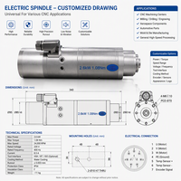 Motor Spindle Elektro ATC HSK-E25 1.08Nm 2.6KW 45000RPM 380V Otomatis Presisi Tinggi untuk Pengeboran dan Penggilingan CNC
