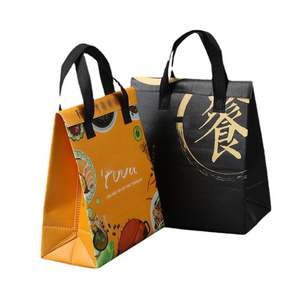 Sac isotherme jetable en non-tissé imperméable et pliable avec feuille d'aluminium pour le transport de repas, boissons et gâteaux (vente en gros) - Product Image 3