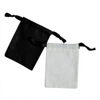 Sac à cordon en toile blanc/noir, léger, pliable, avec cordon de serrage, pochette anti-poussière pour le rangement de cosmétiques et de bijoux