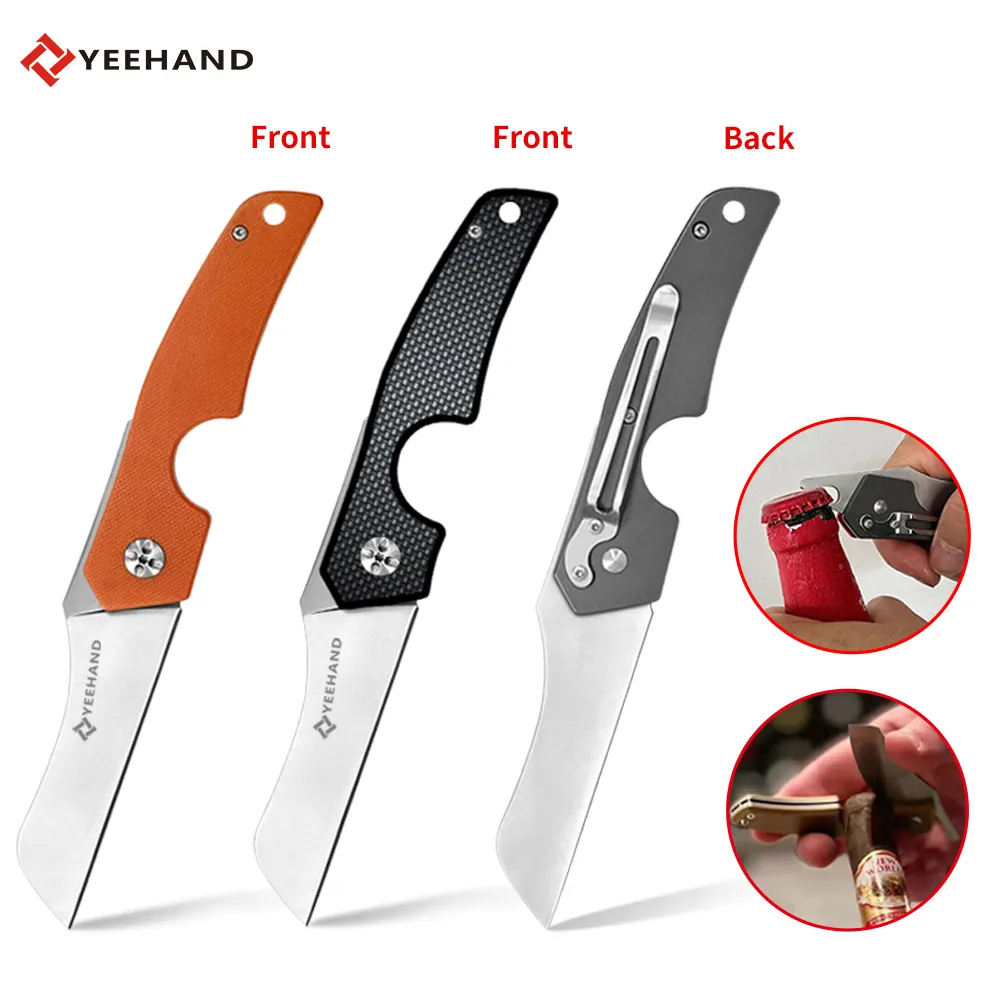 High quality titanium handle cigar cutter folding knife with bottle opener custom cigar cutter