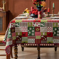 Nappe de table imprimée de style rétro américain pour le Nouvel An Chemin de table à café et couverture de table à manger pour six personnes pour la maison