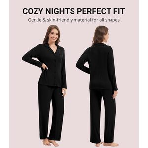 Conjunto de Pijama Personalizado para Mujer, Manga Larga, Botones, Pantalones de Pijama Suaves y Acanalados, Ropa de Dormir Cálida, Tallas S a XXL - Product Image 4