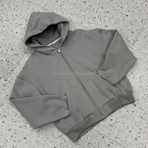 Hoodie personnalisé en coton à épaules tombantes, style essentiel Y2K, épais (400 g/m²), avec fermeture éclair et effet vieilli – Fabricant - Product Image 1