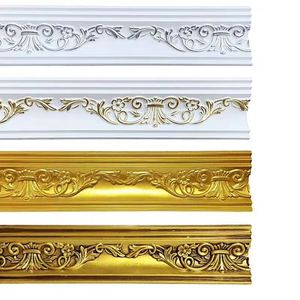 Corniche de plafond décorative intérieure en polyuréthane PU moderne, écologique, imperméable et haute densité, couleur or, pour villa et hôtel - Product Image 4