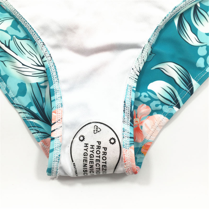 2021 Sexy plant printed one-piece swimsuit backless swimsuit beach wear hot sale swimwear V-neck