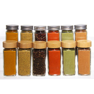 Recipientes para Almacenar Especias, Frascos Cuadrados con Tapas de Bambú - Product Image 3