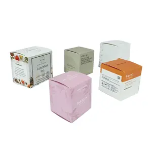 Embalaje de caja de velas de diseño personalizado reciclado con logotipo para negocios, embalaje de papel de vela plegable de cartón al por mayor