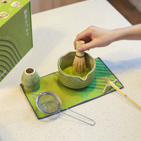 Coffret Cadeau de Cérémonie de Thé Matcha en Céramique avec Fouet, Bol et Kit d'Outils pour Déguster Votre Tasse de Thé, Incluant Support et Brosse, Coffret d'Outils Matcha