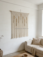 Décoration murale tissée à la main en usine pour la maison et l'hôtel, grand article en macramé, couleur blanche