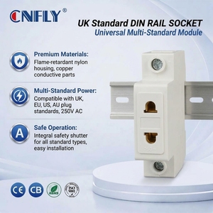 CNFLY Presa Elettrica Multifunzione 16A 250V Tipo MCB UK FR EU US AU UDIN per Montaggio su Guida DIN - Product Image 4