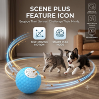 Selbstbewegendes Smart-Rollspielzeug für Katzen und Hunde, Leiser Interaktiver Haustierball für Leckerli-Puzzle-Training und Hundebesitzer