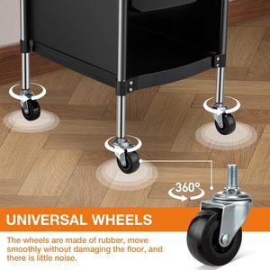 Chariot d'assistance personnel pour salon de coiffure et de beauté, chariot auxiliaire roulant avec roues de 2 pouces, mobilier de salon moderne en plastique - Product Image 4