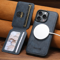Coque de téléphone SUTENI pour iPhone 18 Pro Max avec chargement magnétique sans fil 2-en-1, support porte-cartes, en similicuir de luxe, compatible 17 16 Plus 15 14