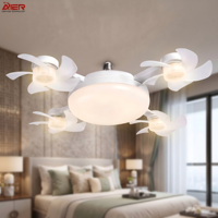 Ventilateur de plafond moderne à 4 têtes avec douille E27 et lampe LED, télécommande incluse, idéal pour la maison et la chambre – Vente en gros usine
