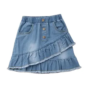 Mini jupe en jean de bonne qualité, Mini jupe irrégulière, pour petite fille, printemps automne/été, vente en gros, 2022