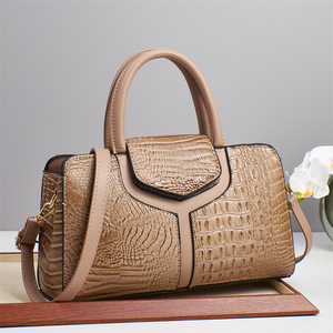 Sac à main tendance pour femme 2026, motif crocodile, grande capacité, décontracté, sac à bandoulière, fermeture éclair en coton - Product Image 4