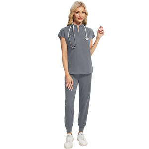Uniforme de Enfermera de Alta Gama de Dos Piezas con Camiseta de Manga Corta para Lavado a Mano, Uniforme Médico Unisex de Poliéster Elástico con Detección de Agujas - Product Image 6