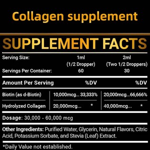 Potente 10,000mcg Biotina Gotas 60 Botellas Producto de belleza para uñas saludables Piel del cabello con 3X Tabletas de mayor absorción - Product Image 3
