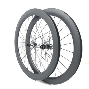 Juego de ruedas de bicicleta de fibra de carbono 700C personalizado, juego de ruedas de bicicleta de carretera Aero, freno de disco tubular o clincher de 88mm