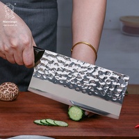 Couteau de cuisine professionnel 8 pouces en acier 90Cr18Mov, finition martelée, manche en bois, pour la préparation des aliments et le travail quotidien en cuisine