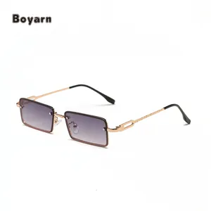 Boyarn Ce Square Small Frame Gradient Großhändler Sonnenbrille Luxus mit benutzer definierten Logo Diamond Face Shape Randlose Brille für Männer