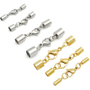 Extrémités de cordon en cuir en acier inoxydable avec fermoir mousqueton terminateurs de baril pour <span class=keywords><strong>bracelet</strong></span> résultats de bijoux - Product Image 2