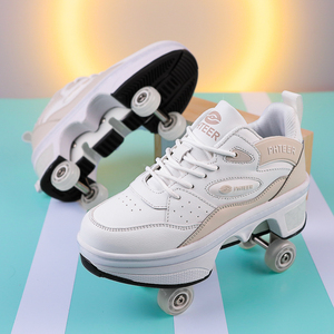 <span class=keywords><strong>Scarpe</strong></span> <span class=keywords><strong>con</strong></span> Rotelle a 4 Ruote Sicure e Resistenti per Ragazzi e Ragazze, Sneakers alla Moda <span class=keywords><strong>con</strong></span> Ruote, <span class=keywords><strong>Scarpe</strong></span> Casual Bivalenti per Pattinaggio - Product Image 4