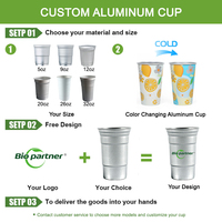 Gobelet métallique jetable personnalisé de 16 oz pour bière, tasse réutilisable en aluminium pour cola, café froid, bouteille Solo Cup avec logo