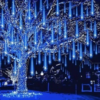 Lumières de pluie de météores IP65 étanches, LED blanc chaud, lumières de pluie tombante pour la décoration extérieure du jardin, de l'arbre de Noël et de la cour
