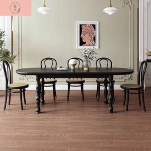 โต๊ะอาหารไม้เนื้อแข็งทรงวงรีสไตล์วินเทจ ดีไซน์มั่นคงสำหรับใช้ในบ้าน - Product Image 2