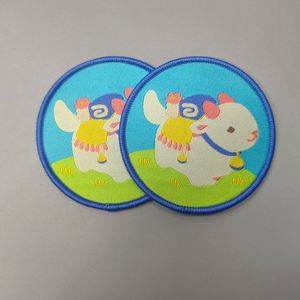 Badges en tissu personnalisés pour vêtements, imprimés par transfert thermique, écussons en chenille, écussons tissés circulaires thermocollants, écussons en caoutchouc pour vêtements et chapeaux, vente en gros - Product Image 1
