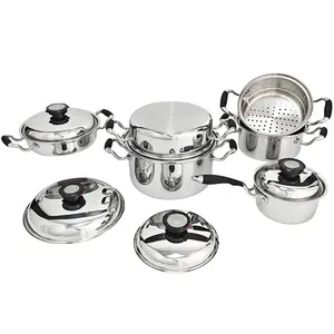 5 Ply 10 Stück Edelstahl-Küchenutensilien Topf und Pfanne wasserloses fettloses Kochgeschirr-Set für eine sichere Mikrowellen-Geschirrspüler