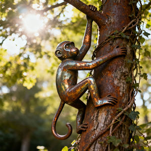 Statue en acier aux intempéries extérieure grandeur nature <span class=keywords><strong>trois</strong></span> <span class=keywords><strong>singes</strong></span> modèle coulé à la main pour la fête des pères Halloween décor 5mm mode pyramide - Product Image 2